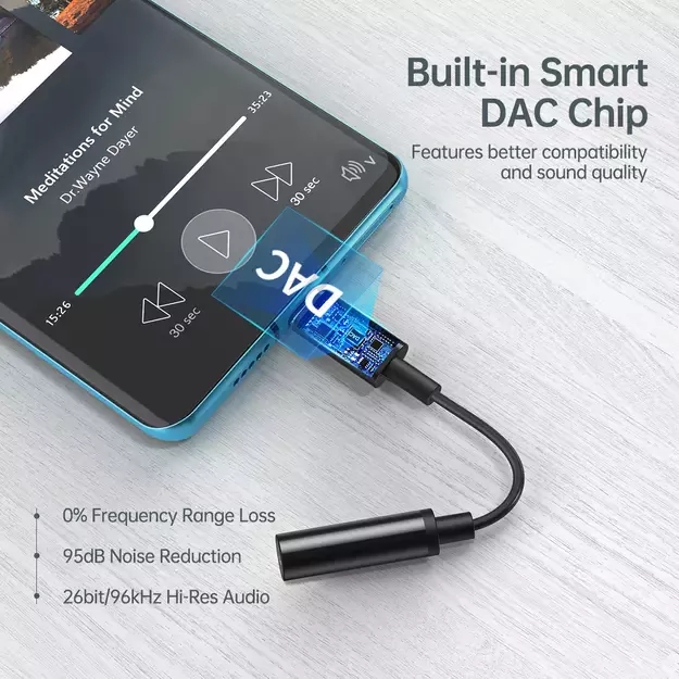 Choetech AUX003 USB-C / DC 3.5mm audio adapter - black 5