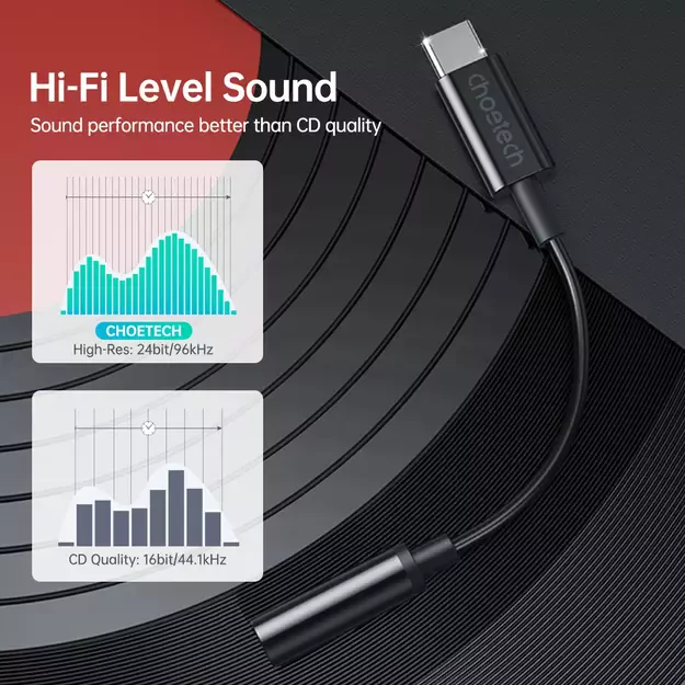 Choetech AUX003 USB-C / DC 3.5mm audio adapter - black 7