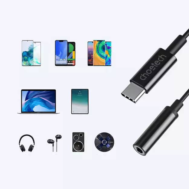 Choetech AUX003 USB-C / DC 3.5mm audio adapter - black 14