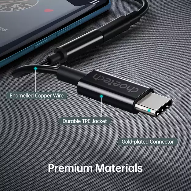 Choetech AUX003 USB-C / DC 3.5mm audio adapter - black 8