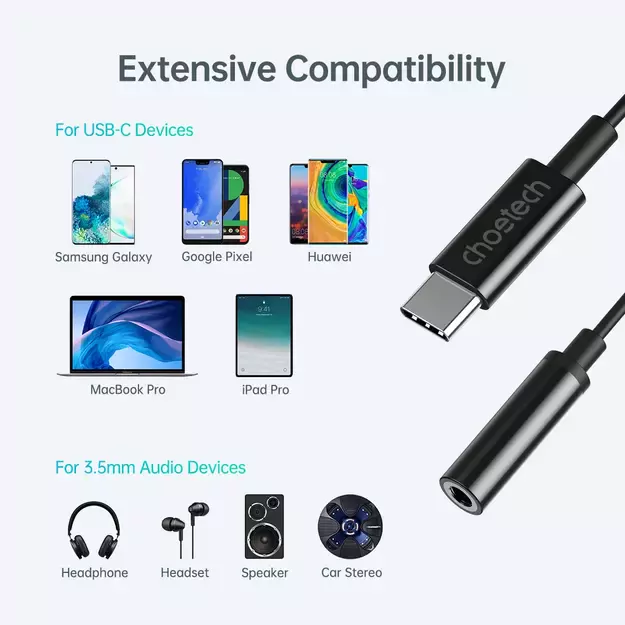 Choetech AUX003 USB-C / DC 3.5mm audio adapter - black 4