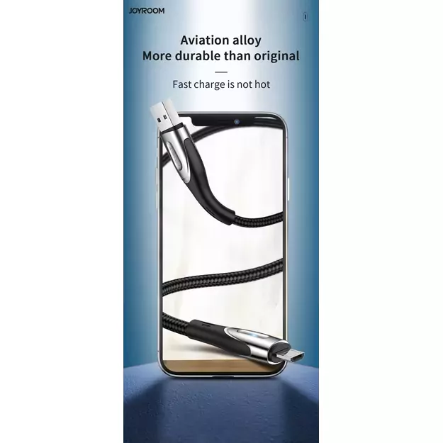 Joyroom Sharp Series S-M411 USB-A / micro USB 3A 2m Cable with Charging Indicator - Black 8