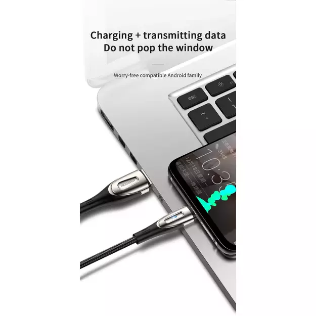 Joyroom Sharp Series S-M411 USB-A / micro USB 3A 2m Cable with Charging Indicator - Black 12