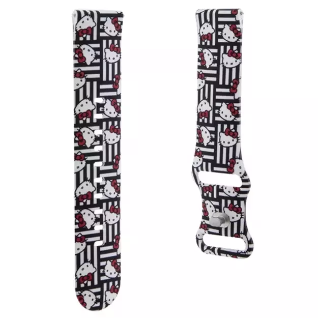 Hello Kitty Silicone Heads & Stripes universal 22mm - black 2