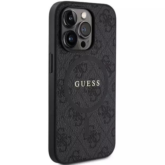 Guess 4G Collection Leather Metal Logo MagSafe Case for iPhone 14 Pro - Black 3