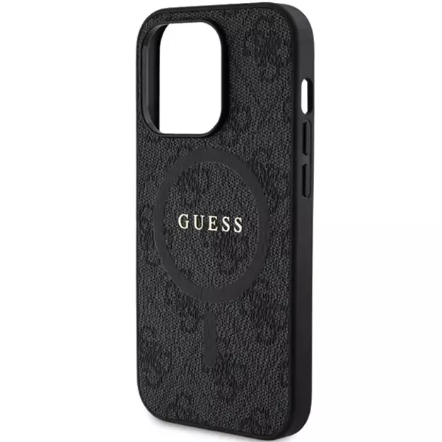 Guess 4G Collection Leather Metal Logo MagSafe Case for iPhone 14 Pro - Black 5