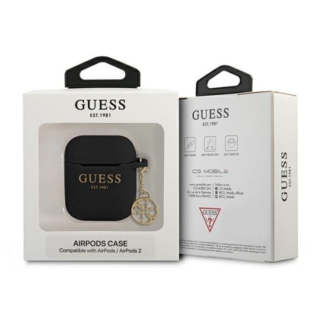 Guess GUA2LSC4EK AirPods 1/2 cover black/black Silicone Charm 4G Collection 2