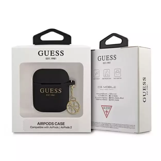 Guess GUA2LSC4EK AirPods 1/2 cover black/black Silicone Charm 4G Collection 4