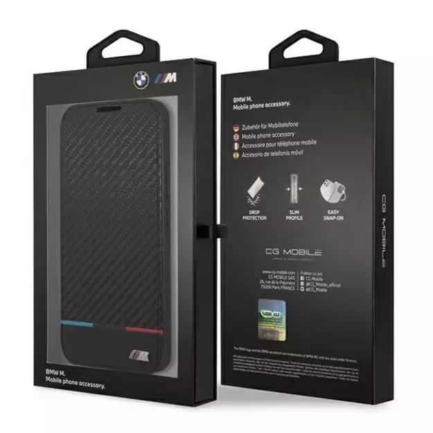 Etui BMW BMBKS22MPUCARTCBK S22+ S906 czarny/black bookcase M Collection Triangles 12