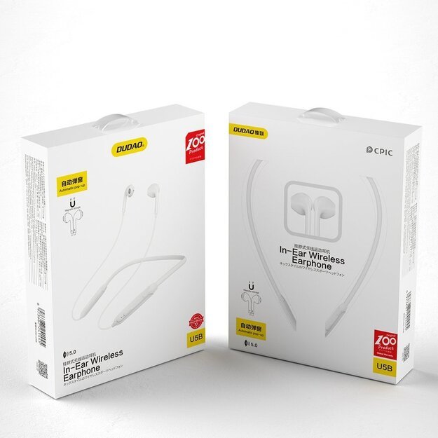 Dudao Magnetic Suction in-ear wireless Bluetooth headphones white (U5B) 12