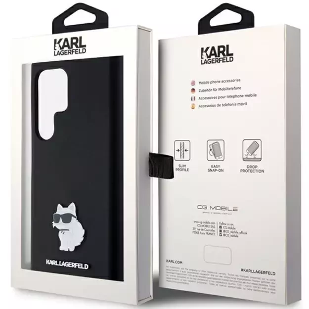 Karl Lagerfeld Silicone Choupette Metal Pin case for Samsung Galaxy S23 Ultra - black 8
