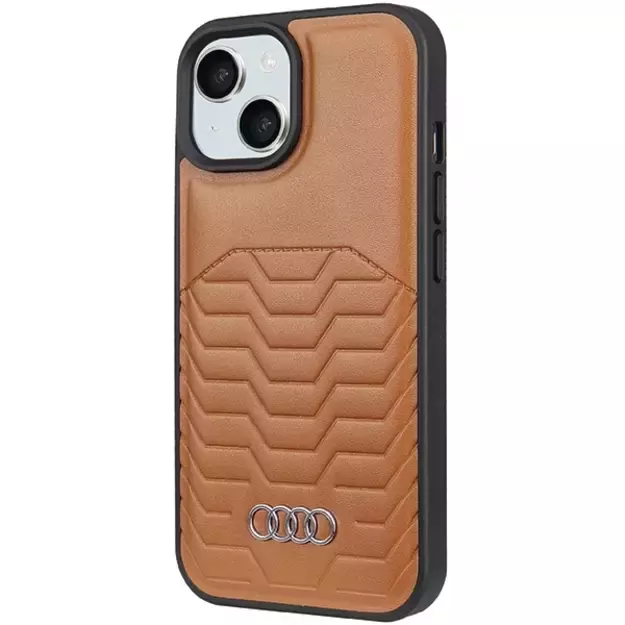 Audi Synthetic Leather Case with MagSafe for iPhone 15 Plus / 14 Plus - Brown 7