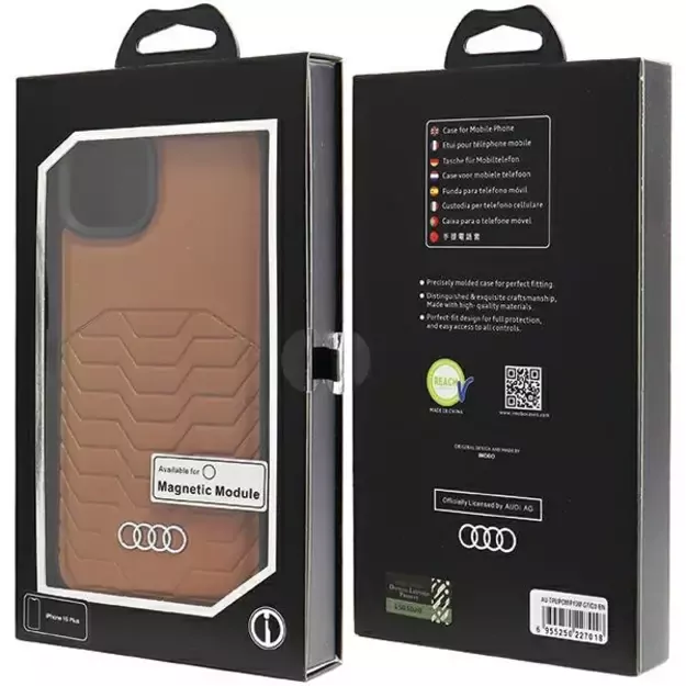 Audi Synthetic Leather Case with MagSafe for iPhone 15 Plus / 14 Plus - Brown 11