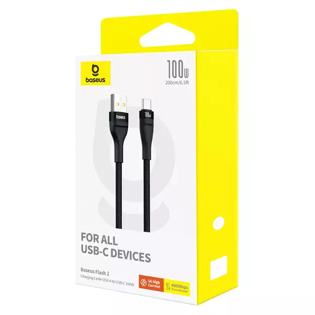 Baseus Flash 2 USB-A / USB-C cable 100W 2 m - black 6