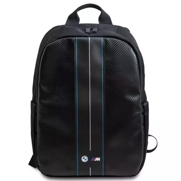 BMW Carbon &amp  Blue Stripe backpack for a 16&quot  laptop - black