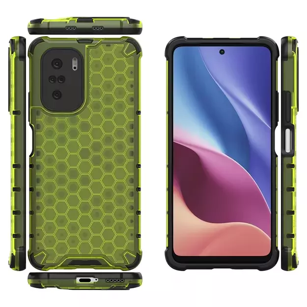Honeycomb Case armor cover with TPU Bumper for Xiaomi Redmi K40 Pro+ / K40 Pro / K40 / Poco F3 green 1