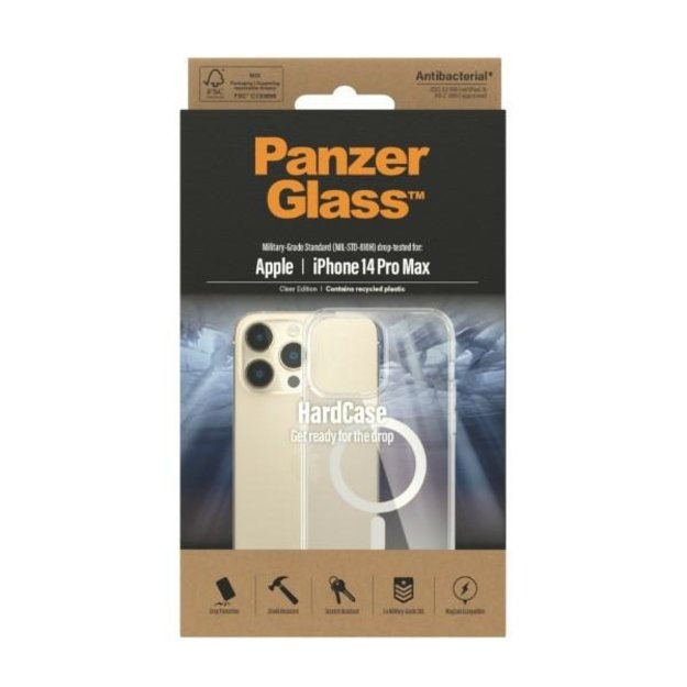 PanzerGlass HardCase with MagSafe Antibacterial Military Grade Certified Case for iPhone 14 Pro Max - Transparent 2