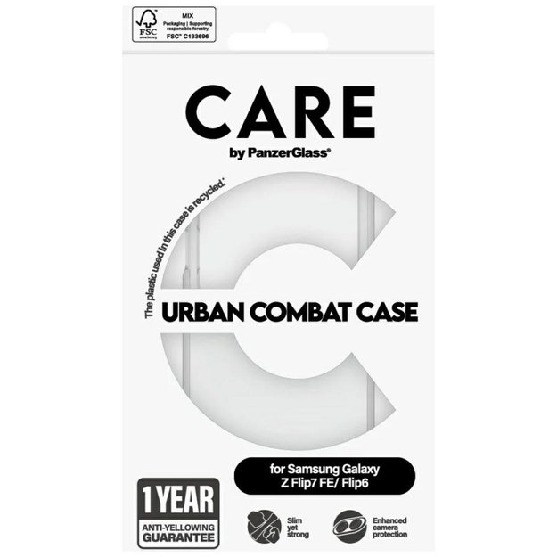 CARE by PanzerGlass Flagship Urban Combat Case for Samsung Galaxy Z Flip 7 FE / Flip 6 - Transparent 3
