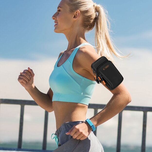 Tech-Protect M7 Universal Sport Armband Case - Black and Orange 11