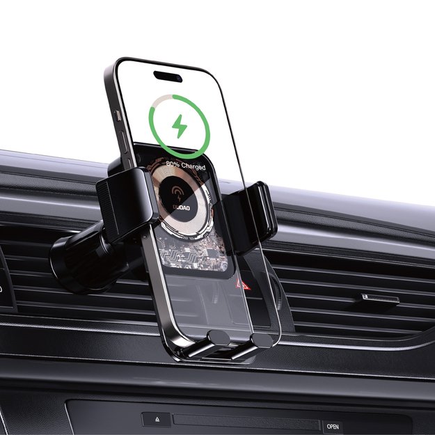 Dudao F19 clamp car holder with 15W inductive charger - black 3
