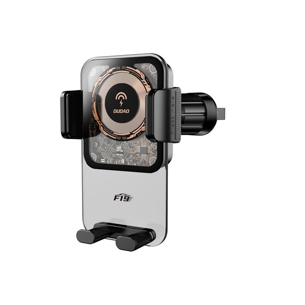 Dudao F19 clamp car holder with 15W inductive charger - black 2