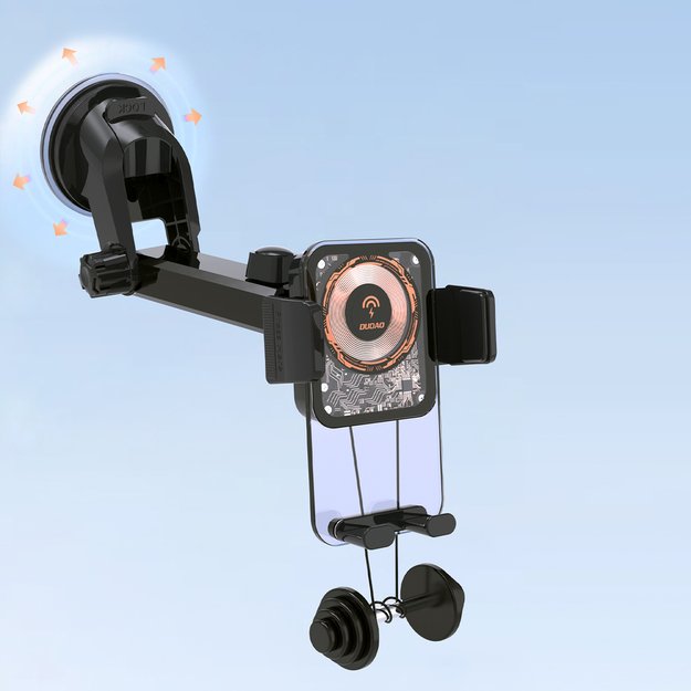 Dudao F19 clamp car holder with 15W inductive charger - black 7