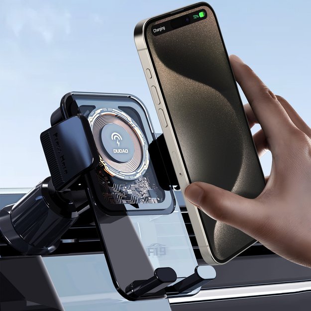 Dudao F19 clamp car holder with 15W inductive charger - black 6