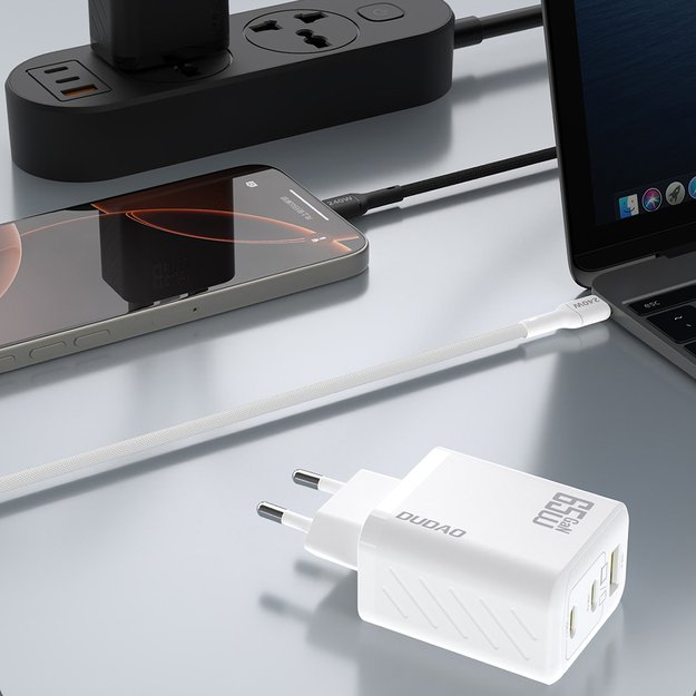 Dudao A29C 65W GaN Wall Charger + USB-C Cable - White 3
