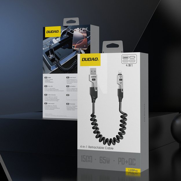 Dudao L20 Pro 4-in-1 USB-A / USB-C - Lightning / USB-C Cable - Black 1
