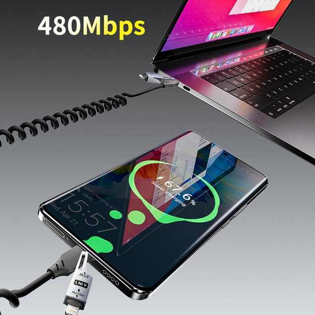Dudao L20 Pro 4-in-1 USB-A / USB-C - Lightning / USB-C Cable - Black 3