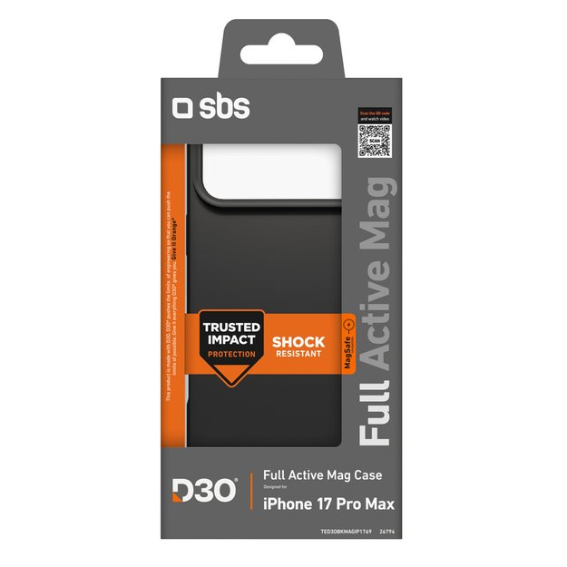 SBS Full Active Mag Case with D3O Technology for iPhone 17 Pro Max - Black 1