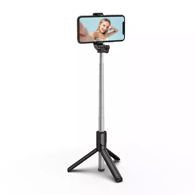Selfie stick WHS1Y telescopic tripod 1m with phone holder - black 3