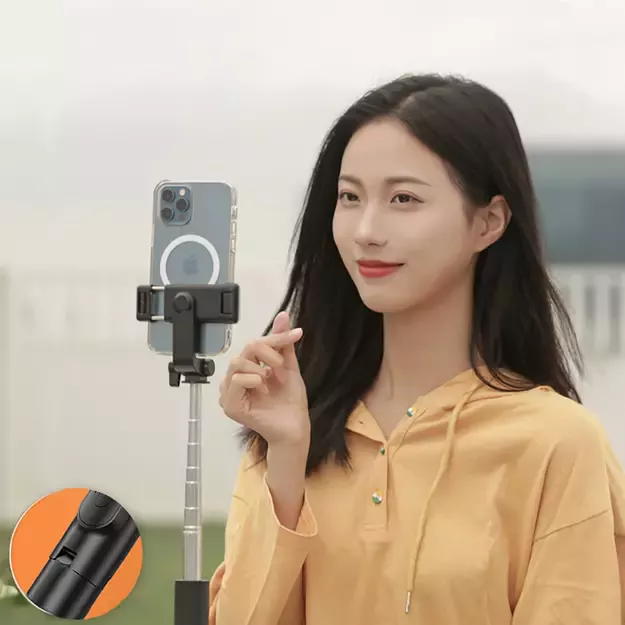 Selfie stick WHS1Y telescopic tripod 1m with phone holder - black 13