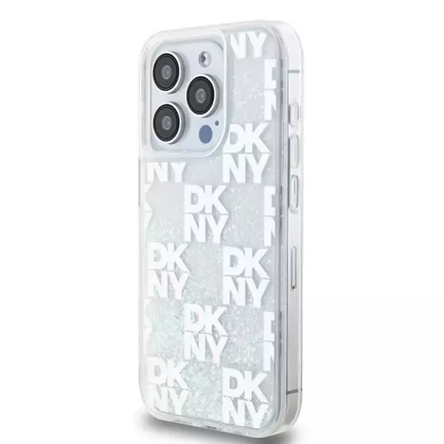 DKNY Liquid Glitter Multilogo case for iPhone 15 Pro - white 8