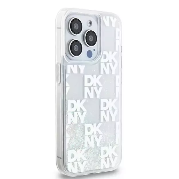 DKNY Liquid Glitter Multilogo case for iPhone 15 Pro - white 10