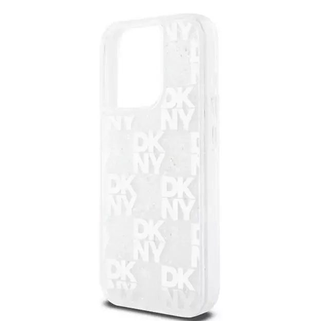 DKNY Liquid Glitter Multilogo case for iPhone 15 Pro - white 12