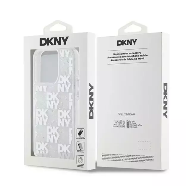 DKNY Liquid Glitter Multilogo case for iPhone 15 Pro - white 14