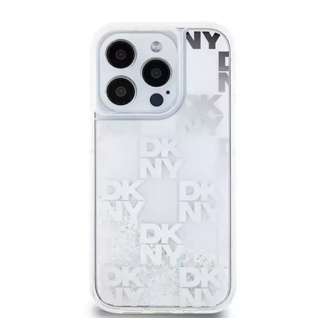 DKNY Liquid Glitter Multilogo case for iPhone 15 Pro - white 9