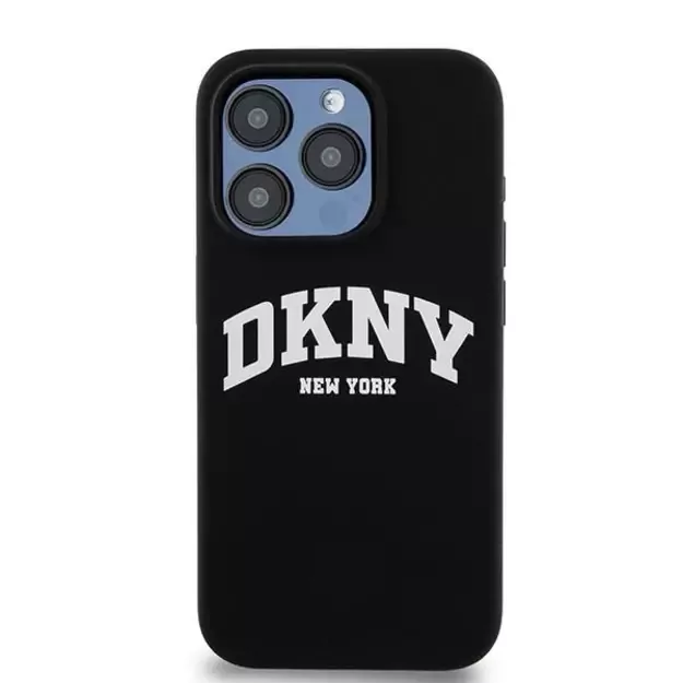 DKNY Liquid Silicone White Printed Logo MagSafe iPhone 14 Pro Case - Black 2
