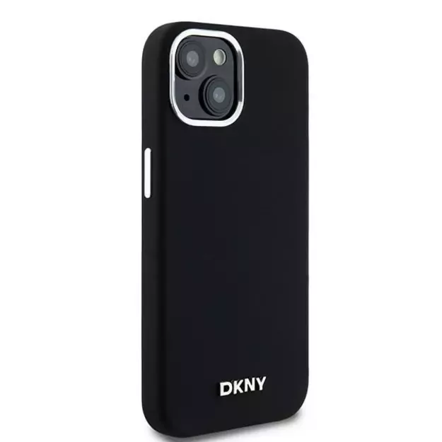 DKNY Liquid Silicone Small Metal Logo MagSafe Case for iPhone 15 Plus / 14 Plus - Black 3
