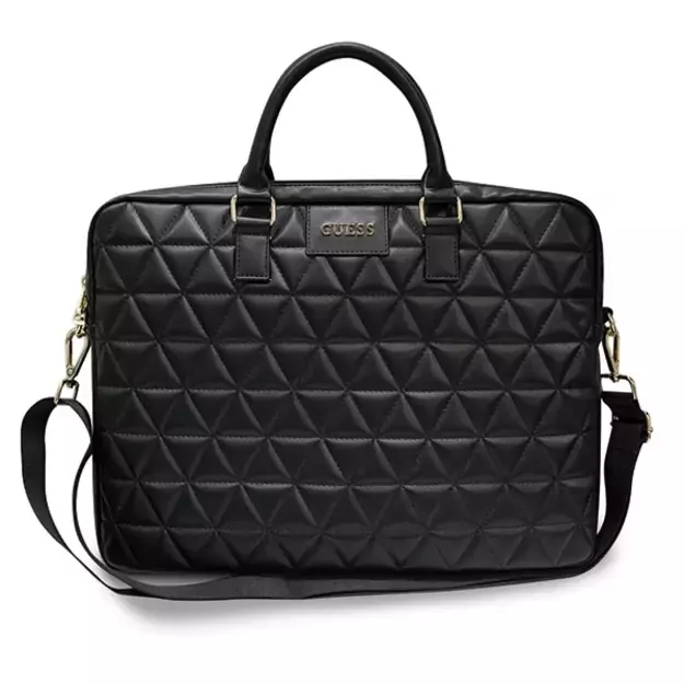Guess Quilted bag for a 16&quot  laptop - black
