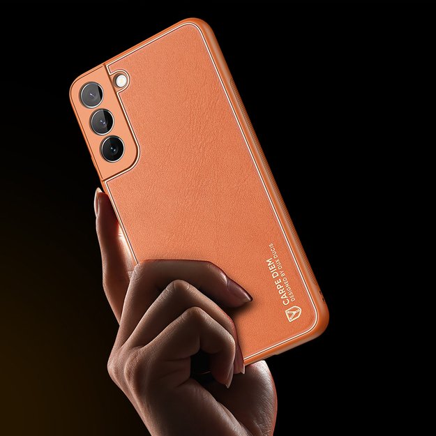 Dux Ducis Yolo elegant cover made of ecological leather for Samsung Galaxy S22 + (S22 Plus) orange 26