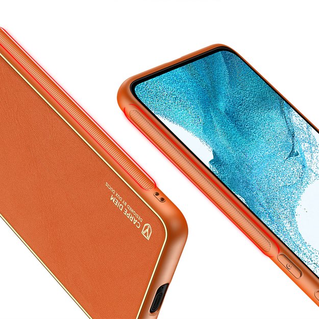 Dux Ducis Yolo elegant cover made of ecological leather for Samsung Galaxy S22 + (S22 Plus) orange 25