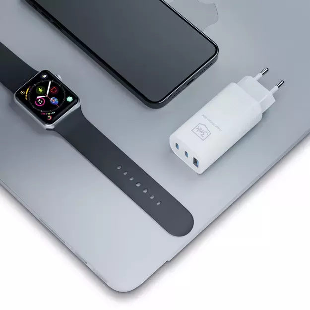 3MK HyperCharger 65W 2xUSB-C + 1xUSB-A charger GAN, PD + QC 5