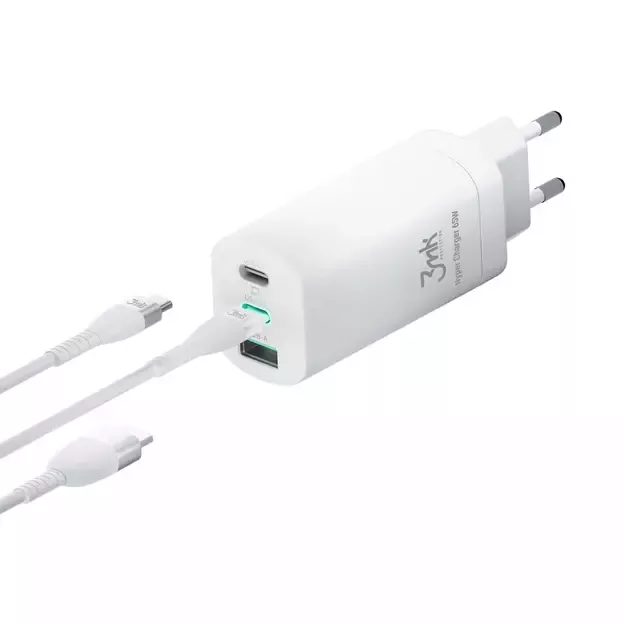 3MK HyperCharger 65W 2xUSB-C + 1xUSB-A charger GAN, PD + QC 2