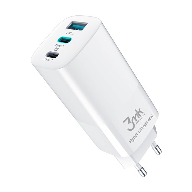 3MK HyperCharger 65W 2xUSB-C + 1xUSB-A charger GAN, PD + QC 7