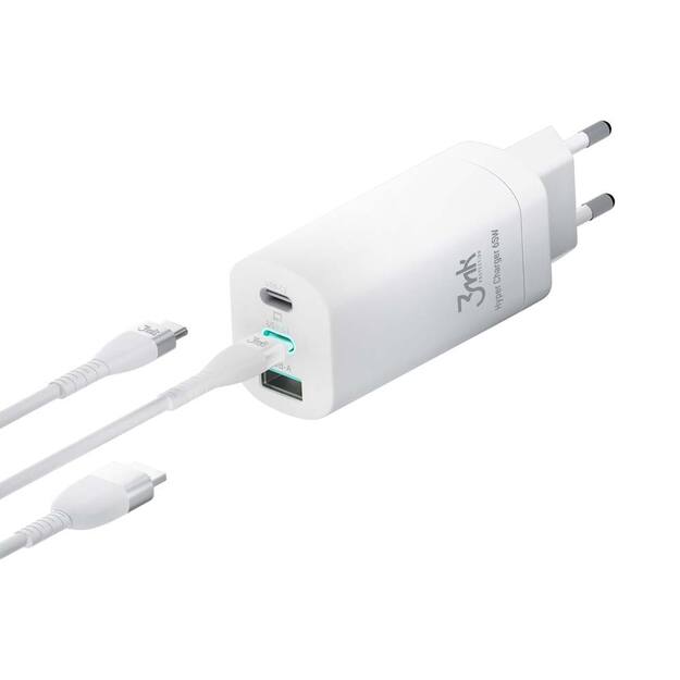 3MK HyperCharger 65W 2xUSB-C + 1xUSB-A charger GAN, PD + QC 8