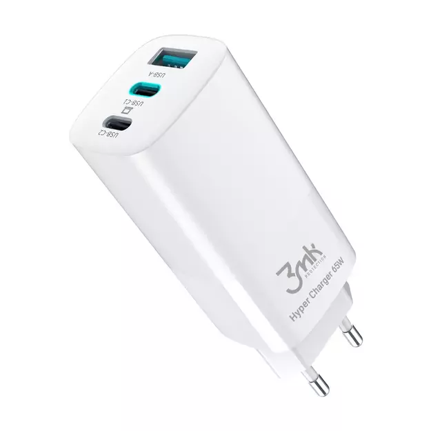 3MK HyperCharger 65W 2xUSB-C + 1xUSB-A charger GAN, PD + QC 1