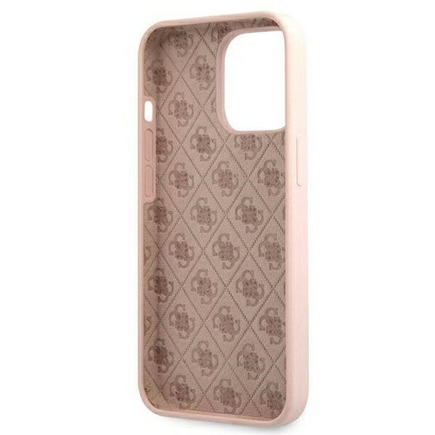 Guess GUHMP13LLSLMGLP iPhone 13 Pro / 13 6.1&quot  light pink/light pink hardcase Silicone Script Gold Logo Magsafe 13