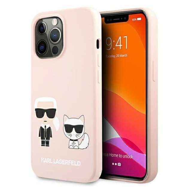 Karl Lagerfeld KLHMP13XSSKCI iPhone 13 Pro Max 6,7  hardcase jasnoróżowy/light pink Silicone Ikonik Karl & Choupette Magsafe 8